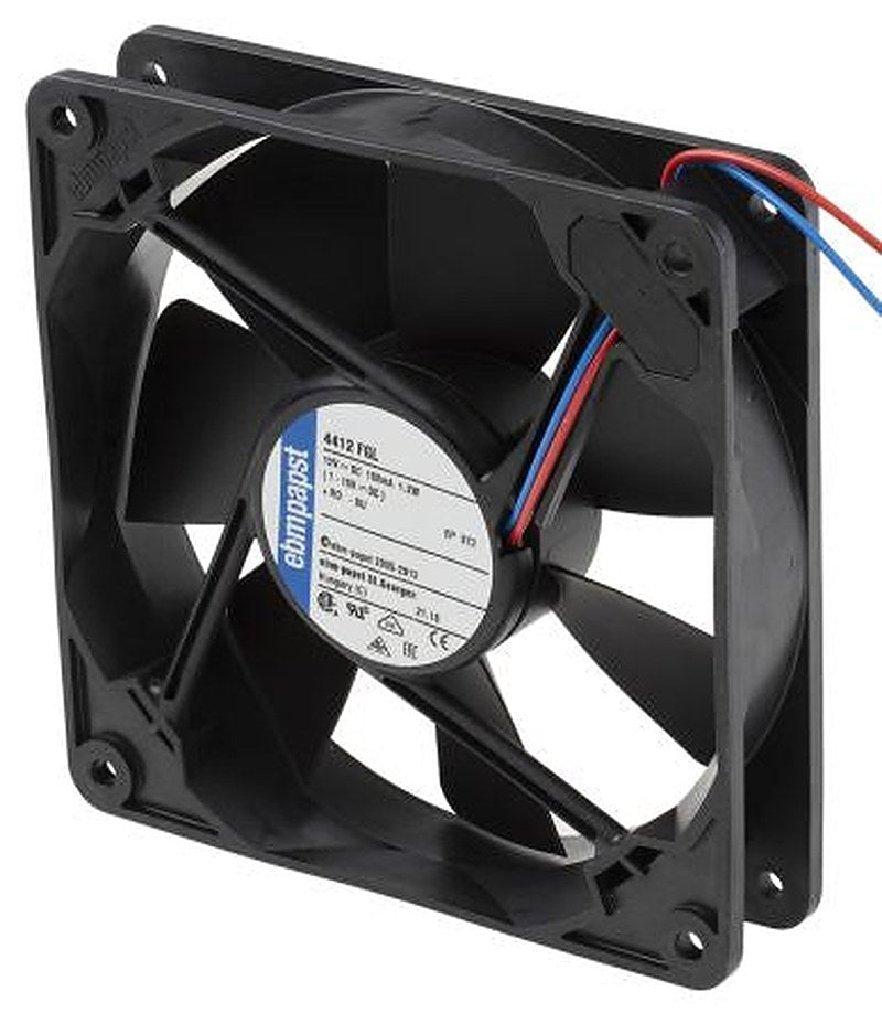 ebm-papst 4400 F Series Axial Fan, 12V dc, 94 m³/h, 1.3 W, 108 mA Max 119 mm 25mm 25 mm