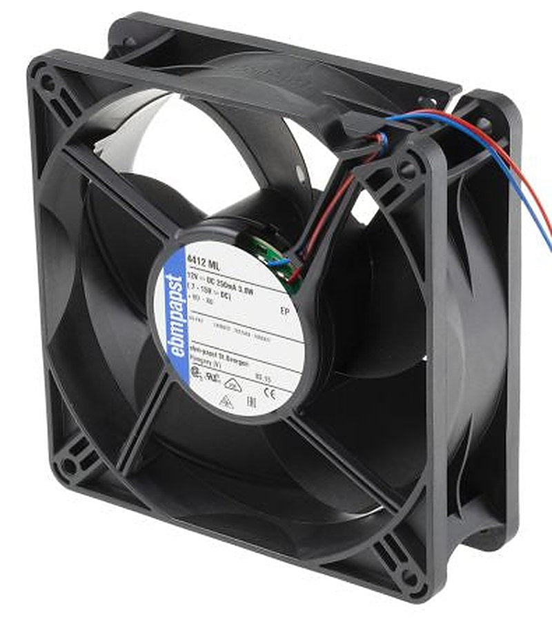 ebm-papst 4400 Series Axial Fan, 12V dc, 168 m³/h, 3 W, 250 mA Max, IP54 119 mm 119mm 38 mm
