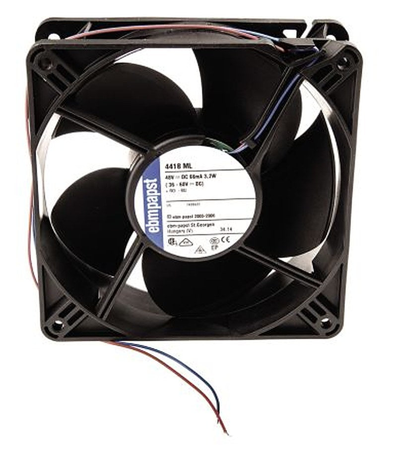 ebm-papst 4400 Series Axial Fan, 48V dc, 168 m³/h, 3.2 W, 66 mA Max, IP54 119 mm 119mm 38 mm