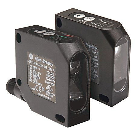 PHOTOSWITCH Photoelectric Sensor, ColorSight, 12-28V DC, 2 x 2 mm (0.07in x 0.07) @ 22mm Spot Size (+/- 5mm tolerance), 3 PNP Outputs, 8-pin DC Micro QD