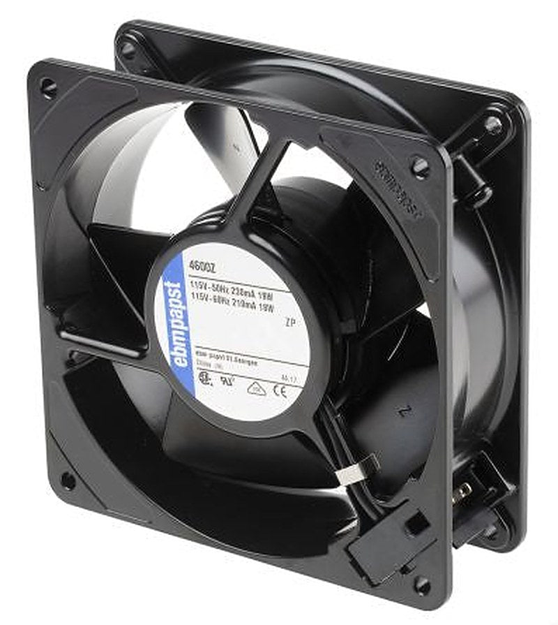 ebm-papst 4000 Z Series Axial Fan, 115V ac, 180 m³/h, 18 W, IP20 119 mm, 119mm, 38 mm