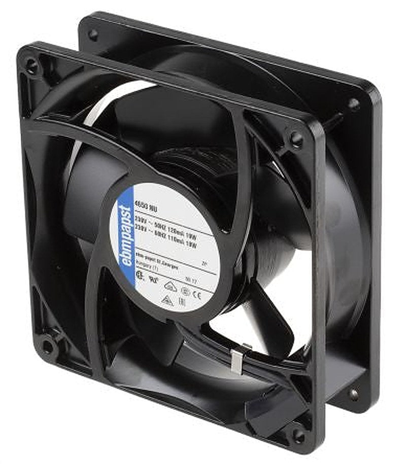 ebm-papst 4000 N Series Axial Fan, 230V ac, 160 m³/h, 19 W, 82 mA Max, IP54 119 mm, 119mm, 38 mm