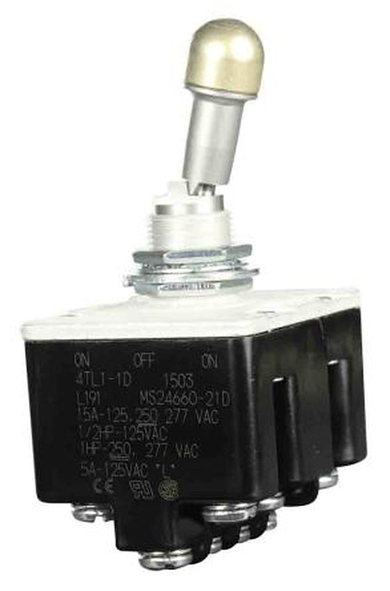 Honeywell Toggle Switch, Bushing Mount, On-Off-On, 4PDT, Screw Terminal, 28 V dc, 125 V ac