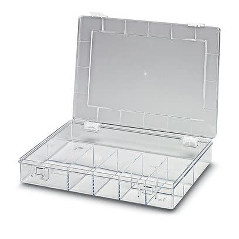 Phoenix Contact 8 Cell Transparent Polystyrene Compartment Box, 55 mm x 335mm