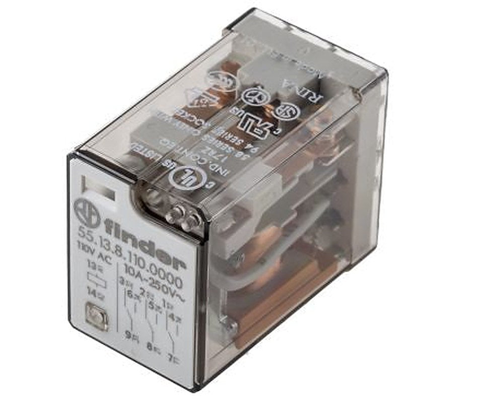Finder PCB Power Relay, 110V ac Coil, 10A Switching Current, 3PDT