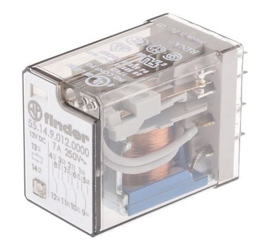 Finder PCB Power Relay, 12V dc Coil, 7A Switching Current, 4PDT