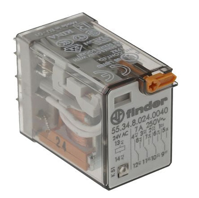 Finder Relay, 24V ac Coil, 7A Switching Current, 4PDT