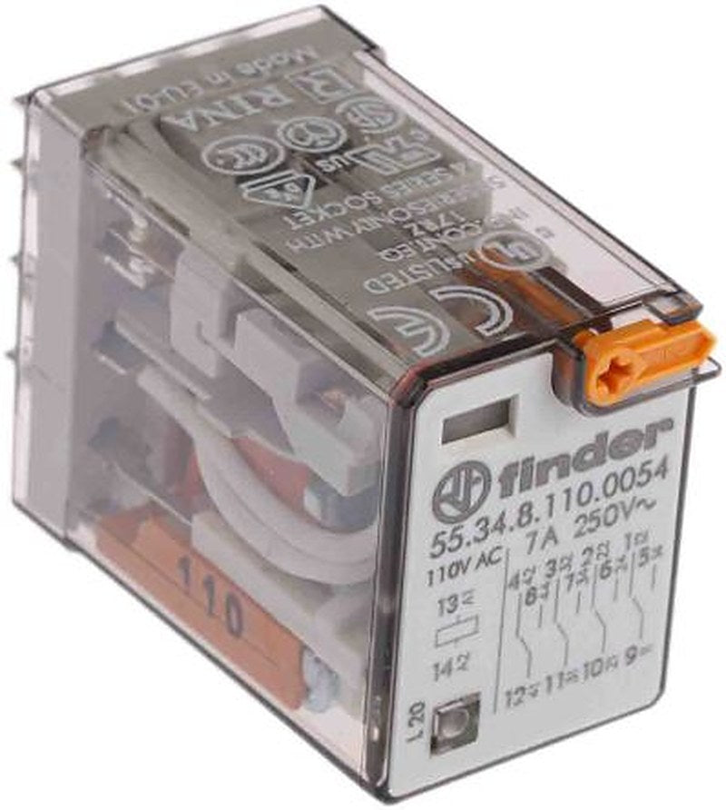 Finder Relay, 110V ac Coil, 7A Switching Current, 4PDT