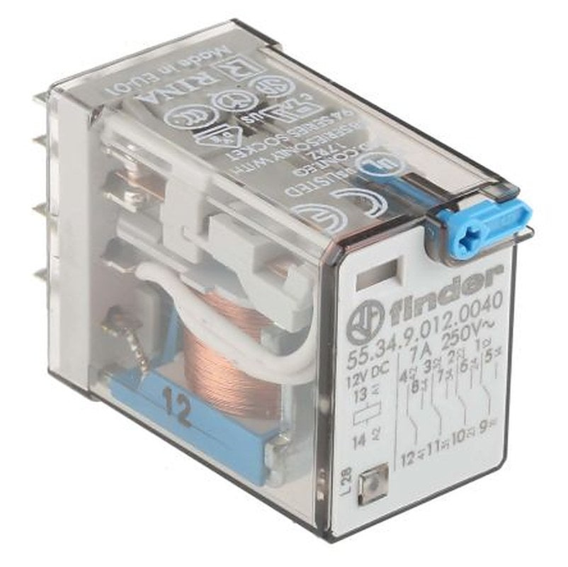 Finder Relay, 12V dc Coil, 7A Switching Current, 4PDT