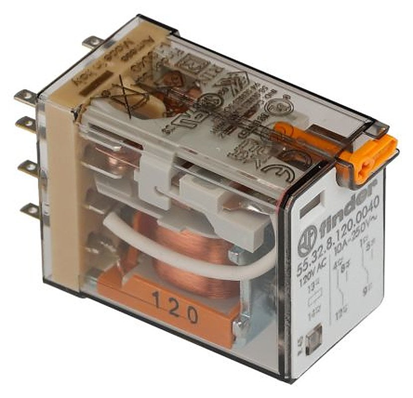 Finder Relay, 120V ac Coil, 10A Switching Current, DPST