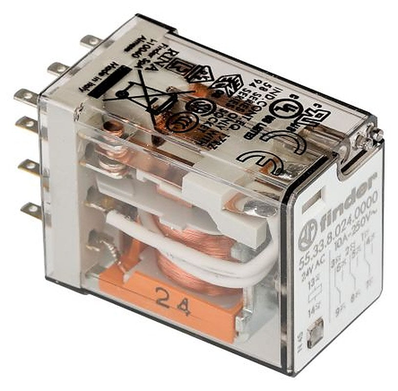 Finder Relay, 24V ac Coil, 10A Switching Current, 3PDT
