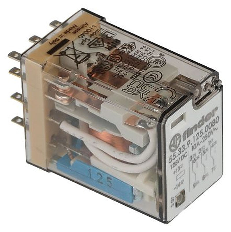 Finder Relay, 125V dc Coil, 10A Switching Current, 3PDT