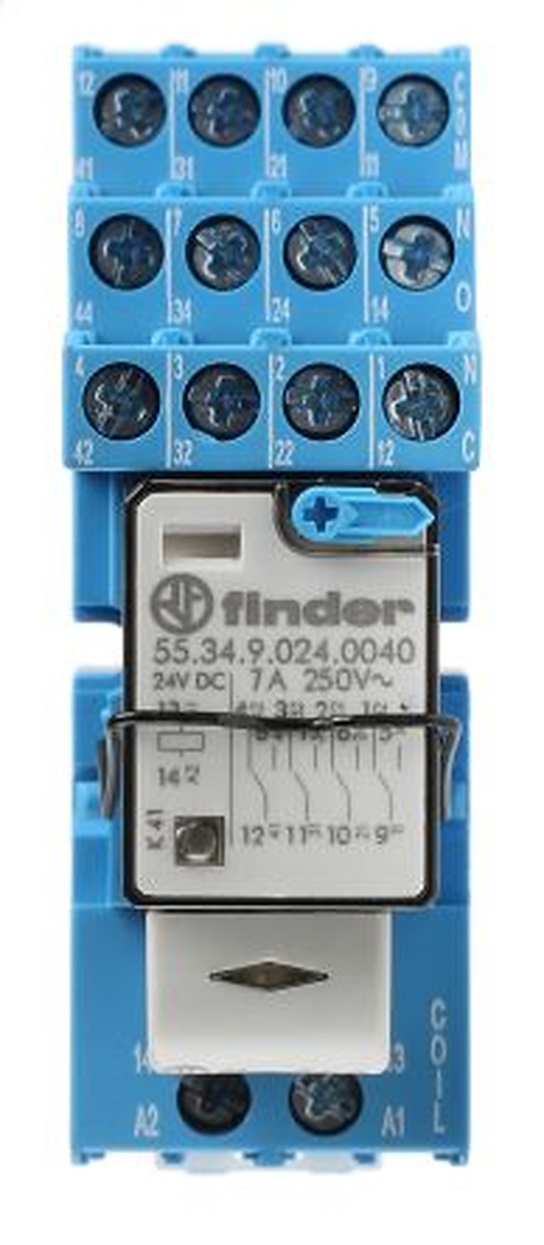 Finder 58 Series Interface Relay, DIN Rail, 24V dc Coil, 4PDT, 40mA