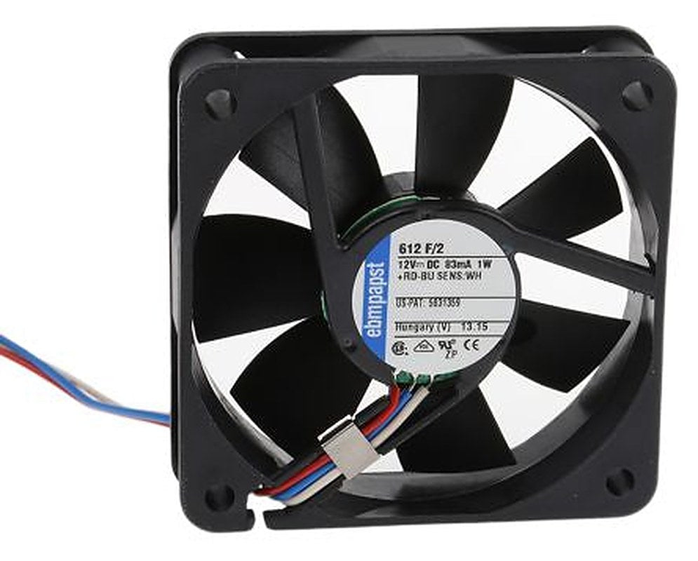 ebm-papst 600 F Series Axial Fan, 12V dc, 29 m³/h, 1 W, 83 mA Max 60 mm 60mm 15 mm