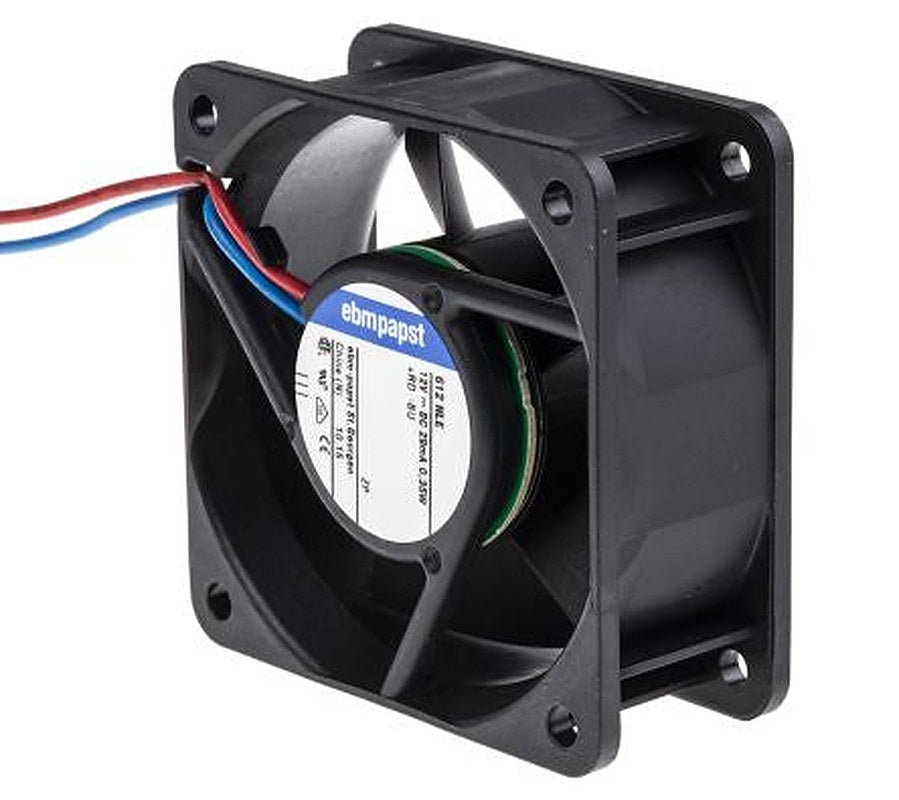 ebm-papst 600 N Series Axial Fan, 12V dc, 21 m³/h, 400 mW, 33 mA Max 60 mm 60mm 25.4 mm