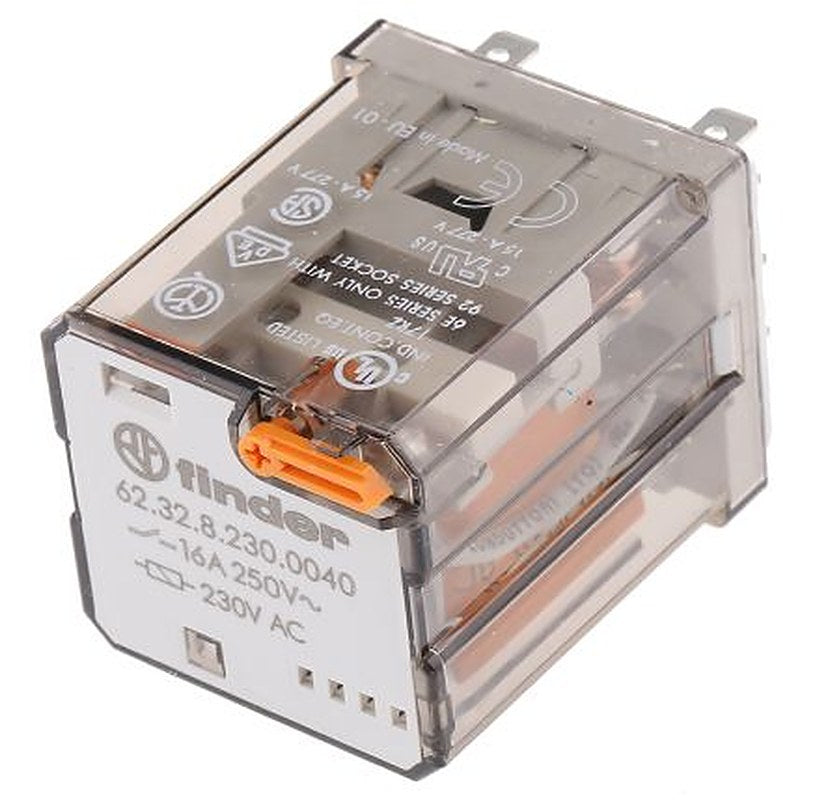 Finder 62 Series Power Relay, Plug-in, Plug-in Mount