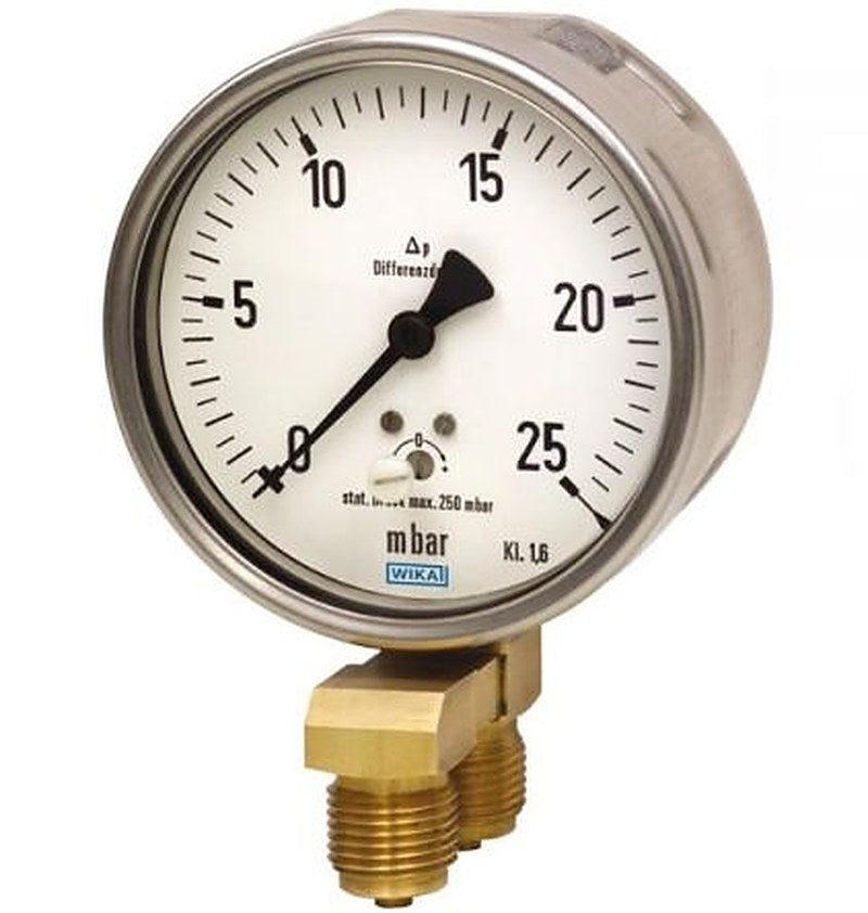 WIKA G 1/2 Differential Pressure Gauge, 160 mm, 60 mbar