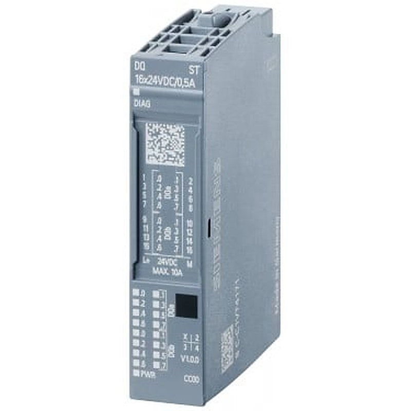 SIPLUS ET 200SP, digital output module, DQ 16x 24VDC/0.5A Standard, -40 °C to +70°C with conformal coating based on 6ES7132-6BH00-0BA0. Suitable for BU type A0, color code CC00, module diagnostics