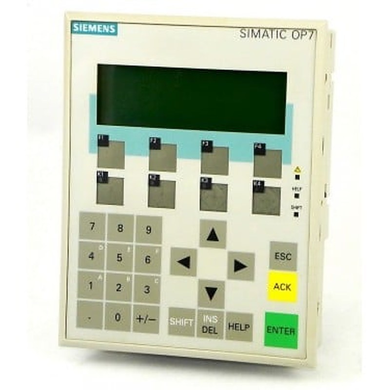 Operator panel OP7/DP12 LC display, LED backlit 4-tier, 20 characters/line, SIMATIC S5, 505, S7, M7, native drivers, PROFIBUS DP 12 Mbaud with UL/CSA approval