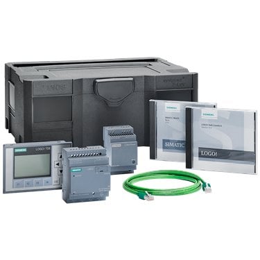 LOGO! TD starter kit 12/24 V8.3 with LOGO! TD, LOGO! 12/24RCEo, LOGO! Soft Comfort, power supply, WinCC Basic, screwdriver in Systainer