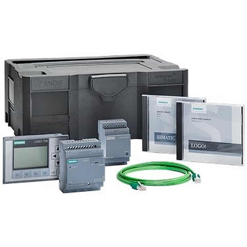 LOGO! TD starter kit 12/24 V8.3 with LOGO! TD, LOGO! 12/24RCEo, LOGO! Soft Comfort, power supply, WinCC Basic, screwdriver in Systainer