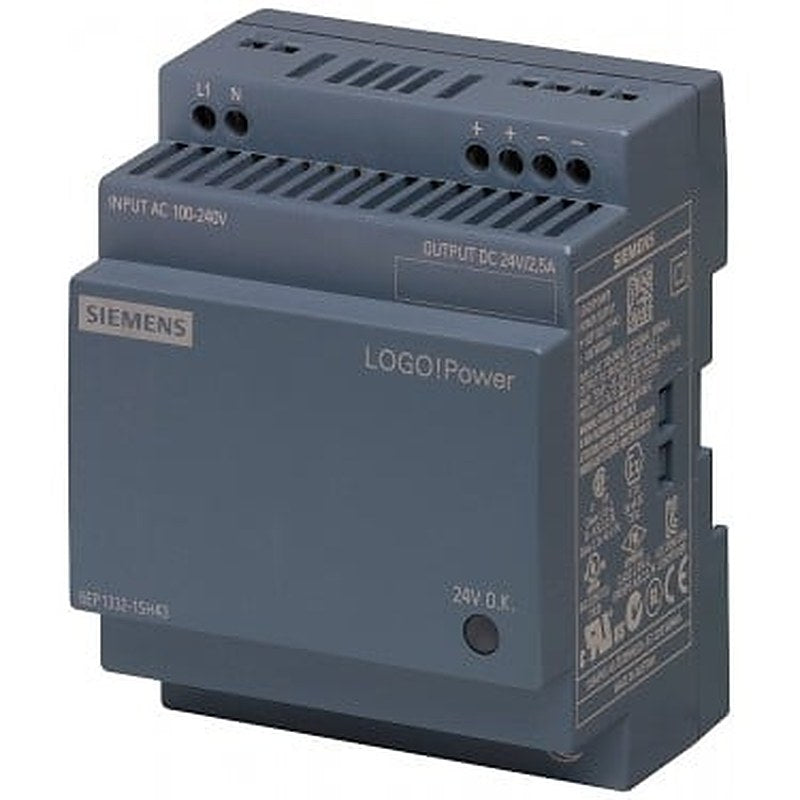 LOGO!Power 24 V/2.5 A Stabilized power supply input: 100-240 V AC (DC 110-300 V) output: DC 24 V/2,5 A