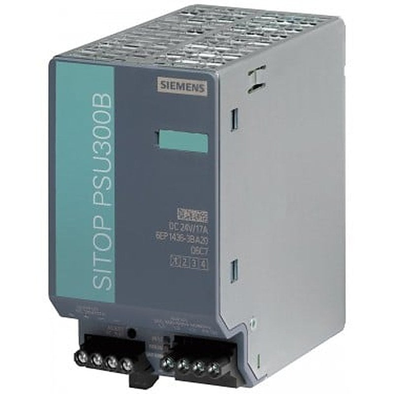 SITOP PSU300B 24V/17A STABILIZED POWER SUPPLY INPUT: 400-500 V 3 AC OUTPUT: 24 V/17 A DC OPTIMIZED FOR BATTERY CHARGING