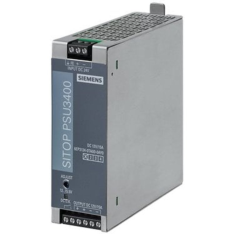 SITOP PSU3400 12 V/15 A Stabilized power supply Input: 24 V DC (14…32 V) Output: 12 V DC/15 A