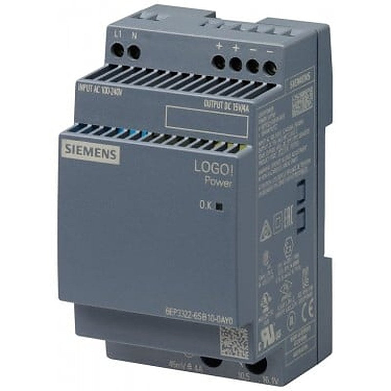 LOGO!Power 15 V / 4 A stabilized power supply input: 100-240 V AC output: 15 V DC / 4 A *Ex approval no longer available*