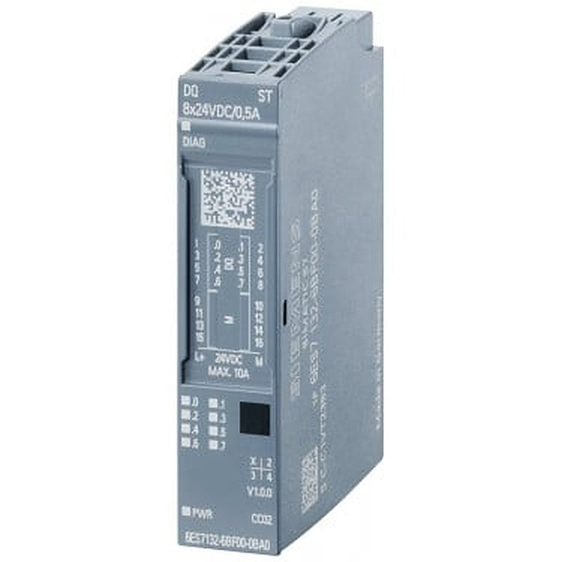 SIMATIC ET 200SP, digital output module, DQ 8x 24 V DC/0.5 A Standard, suitable for BU type A0, color code CC02, module diagnostics