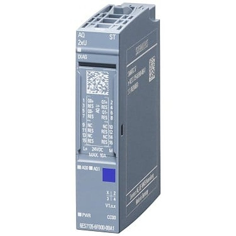 SIMATIC ET 200SP, Analog output module, AQ 2xU Standard, Pack quantity: 1 unit, suitable for BU type A0, A1, Color code CC00, Module diagnostics, 16 bit