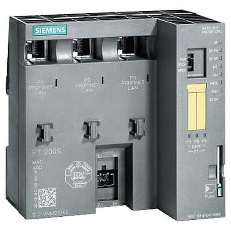 SIMATIC DP, IM151-8F PN/DP CPU f. ET200S, 256 KB work memory, int. PROFINET interface (with three RJ45 ports) as IO controller/I-device without battery, MMC required
