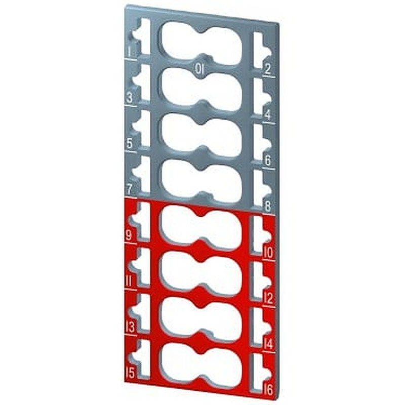 SIMATIC ET 200SP, 10 color-coded labels Color code CC01, for I/O modules, module-specific, for 16 push-in terminals