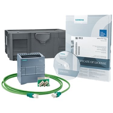 SIMATIC S7-1200, starter kit Consisting of: CPU 1212C AC/DC/relay, input simulator, STEP 7 Basic, manual CD, SIMATIC OPC UA S7-1200 Basic Runtime license Systainer