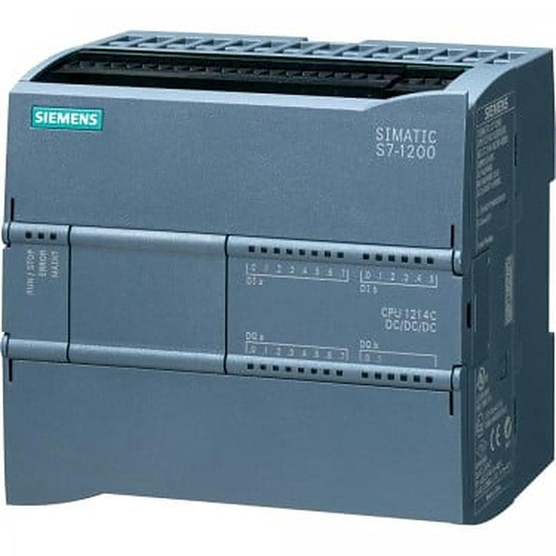 SIMATIC S7-1200, CPU 1214C, compact CPU, DC/DC/DC, onboard I/O: 14 DI 24 V DC; 10 DO 24 V DC; 2 AI 0-10 V DC, Power supply: DC 20.4-28.8V DC, Program/data memory 75 KB