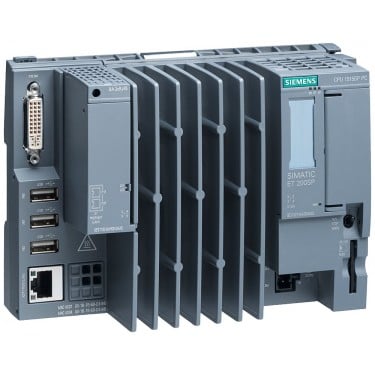 SIMATIC ET 200SP Open Controllers, CPU 1515SP PC. 4 GB RAM, 30 GB CFAST with WES 7 E 32 bit pre-installed, with S7-1500 software controller CPU 1505SP F pre-installed, Interfaces: 1x slot CFAST, 1x slot SD/MMC, 1x connection for ET 200SP bus adapter PROFINET 1x 10/100/1000 Mbit/s Ethernet, 3x USB, 1x DVI-I graphics card connection, Documentation on DVD, Restore DVD