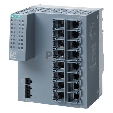 SCALANCE XC116, Unmanaged IE switch, 16x 10/100 Mbit/s RJ45 ports, LED diagnostics, error-signaling contact with set pushbutton, redundant power supply Manual available as a download .