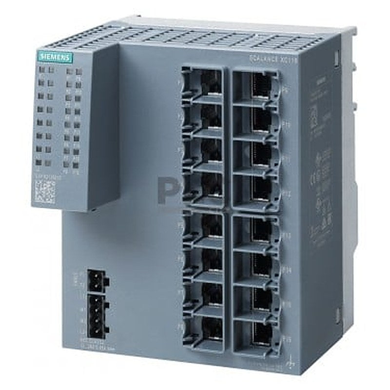 SCALANCE XC116, Unmanaged IE switch, 16x 10/100 Mbit/s RJ45 ports, LED diagnostics, error-signaling contact with set pushbutton, redundant power supply Manual available as a download .