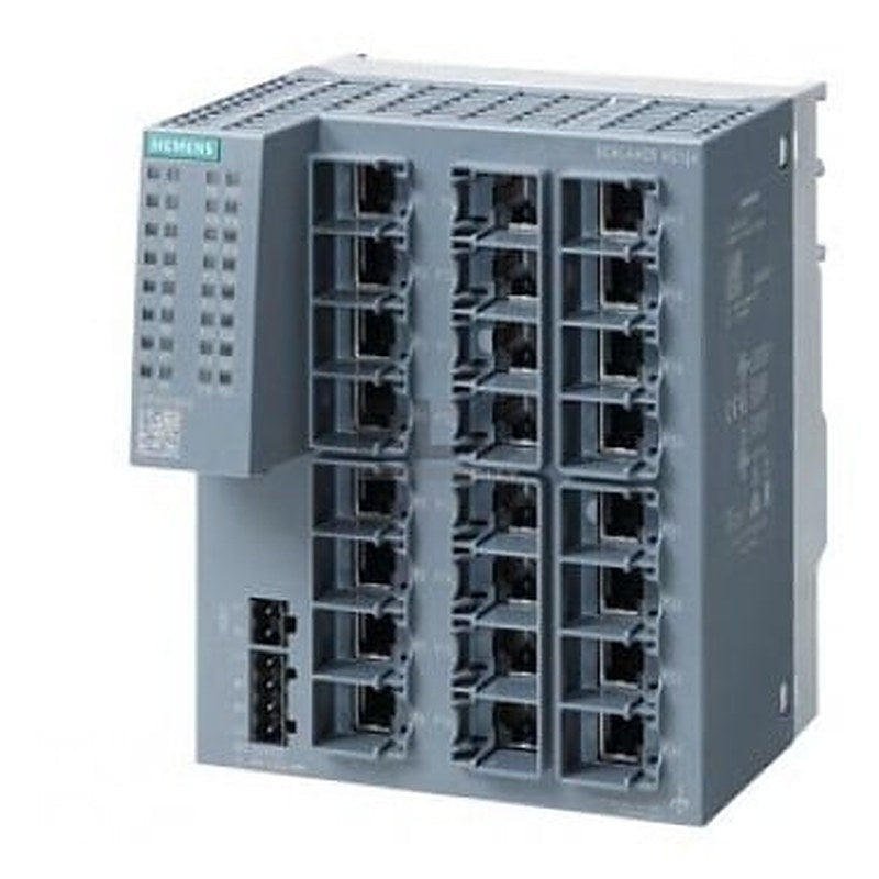 SCALANCE XC124, Unmanaged IE switch, 24x 10/100 Mbit/s RJ45 ports, LED diagnostics, error-signaling contact with set pushbutton, redundant power supply Manual available as a download .