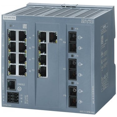 SCALANCE XB213-3LD managed layer 2 IE switch 13x 10/100 Mbit/s RJ45 ports, 3x SM FO SC-port 1x console port, diagnostics LED, redundant power supply; IEC 62443-4-2 certified; temperature range 0 °C to +60 °C; DIN-rail mounting; default PROFINET.