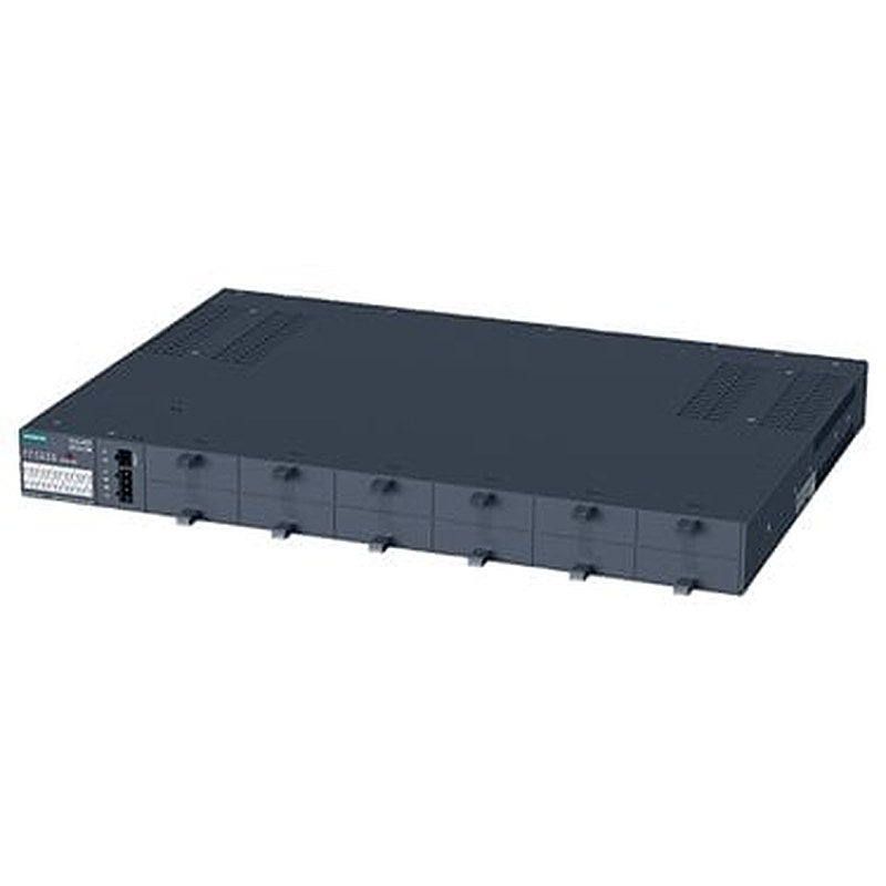SCALANCE XR324-12M; managed IE switch, 19" rack; 12x 100/1000 Mbit/s 2-port media modules, electrical or optical; LED diagnostics; error signaling Contact; Select/set pushbutton, PROFINET IO device, network management, Integrated redundancy manager, office features (RSTP, VLAN, IGMP,..) C-PLUG in scope of supply; Power supply 24 V DC; Ports in the front.