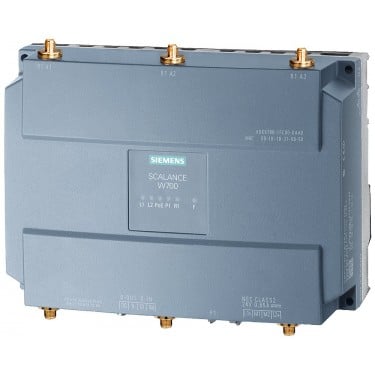 IWLAN Access Point, SCALANCE W788C-2 RJ45, 2 radios, for operation on IWLAN controller 6 R-SMA antenna port, IEEE802.11a/b/g/h/n, 2.4/5GHz, gross 450 Mbit/s per radio, 1x RJ45 max. 1 Gbit/s, PoE, redundant 24 V DC, joint block, IP30, -20...+60 °C, WPA2/802.11i/e, observe national approval CERT ID: RAPN-W2-RJ-E3, includes: MPCIE-R1-ABGN-U3, scope of delivery: Manuals on CD-ROM German/English, 2x joint blocks.