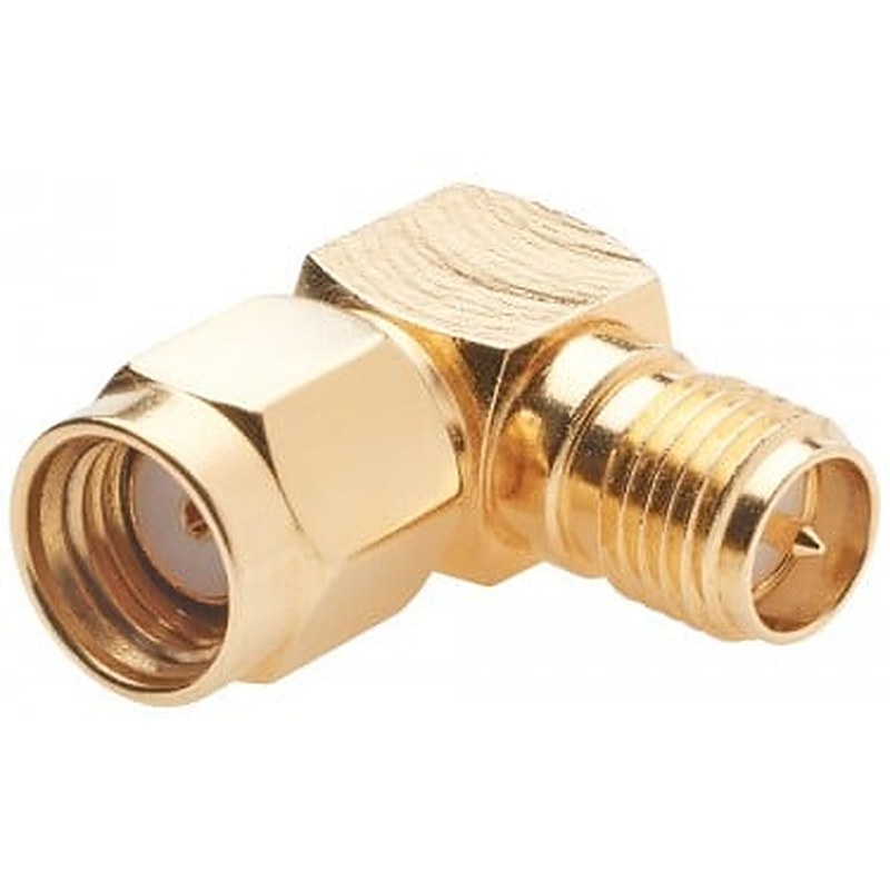 R-SMA Male/Female elbow adapter.