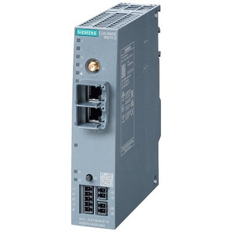 SCALANCE M874-3 3G router; for wireless IP communication from Ethernet-based programmable controllers via 3G mobile radio HSPA+, VPN, firewall, NAT; 2-port switch; 1x digital input, 1x digital output; observe national approvals.
