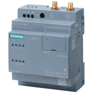 LOGO! CMR2040 communication module for connection LOGO! 8 to LTE network; 1 RJ45 port for Ind. Ethernet connection to LOGO! 8; 2xDI; 2xDO; write/read access to LOGO! variables; SMS dispatch/ receiving of text messages; email dispatch; position detection GPS; time synchronization/ forwarding with real time clock; Configuration/diagnostics via web interface; Remote access via OpenVPN/HTTPs, DynDNS, observe national approval! Manual available as a download .