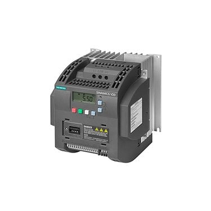 SINAMICS V20 380-480 V 3 AC -15/+10% 47-63Hz rated power 4 kW with 150% overload for 60 sec. Integrated filter C3 I/O: 4 DI, 2 DO,2 AI, 1 AQ fieldbus: USS/MODBUS RTU with built-in BOP protection: IP20/ UL open size: B 140x160x165 (WxHxD)