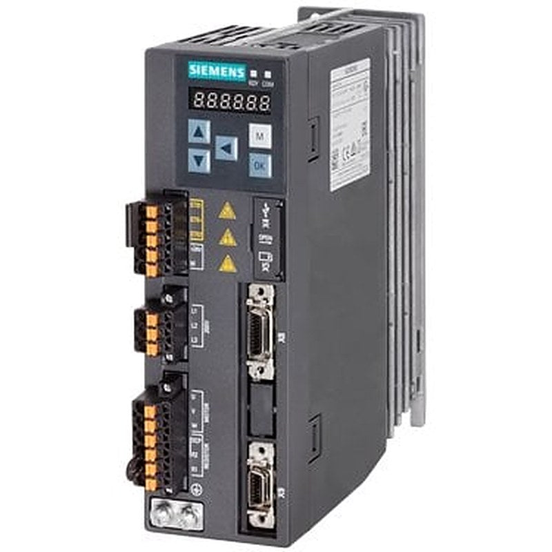 SINAMICS V90, with PROFINET Input voltage: 200-240 V 1/3-phase AC -15%/+10% 3.0/1.8 A 45-66 Hz Output voltage: 0 – Input 1.4 A 0-330 Hz Motor: 0.2 kW Degree of protection: IP20 Size A, 45x170x170 (WxHxD)