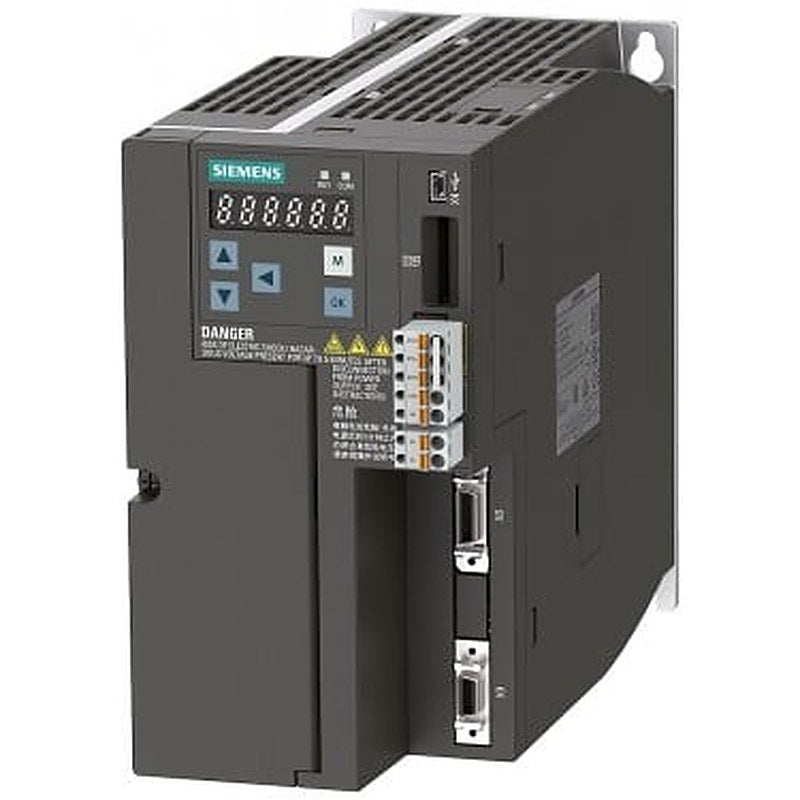 SINAMICS V90, with PROFINET Input voltage: 380-480 V 3 A -15%/+10% 6.6 A 45-66 Hz Output voltage: 0 – Input 5.3 A 0-330 Hz Motor: 1.5/1.75 kW Degree of protection: IP20 Size B, 100x180x220 (WxHxD)