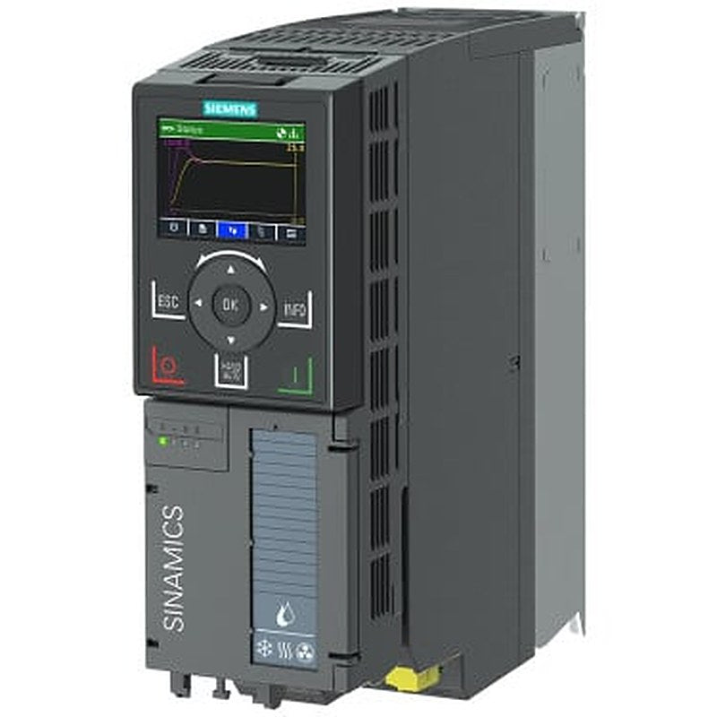 SINAMICS G120X Rated power: 1.5 kW At 110% 60s, 100% 240 s Radio interference suppression filter for category C2 380-480 V 3 AC +10/-20% 47-63 Hz Ambient temperature -20 to +45 °C Size: FSA Degree of protection IP20 / UL open type painting 3C2 With Intelligent Operator Panel with IO expansions Fieldbus integrated: MODBUS RTU, BACnet MS/TP,USS