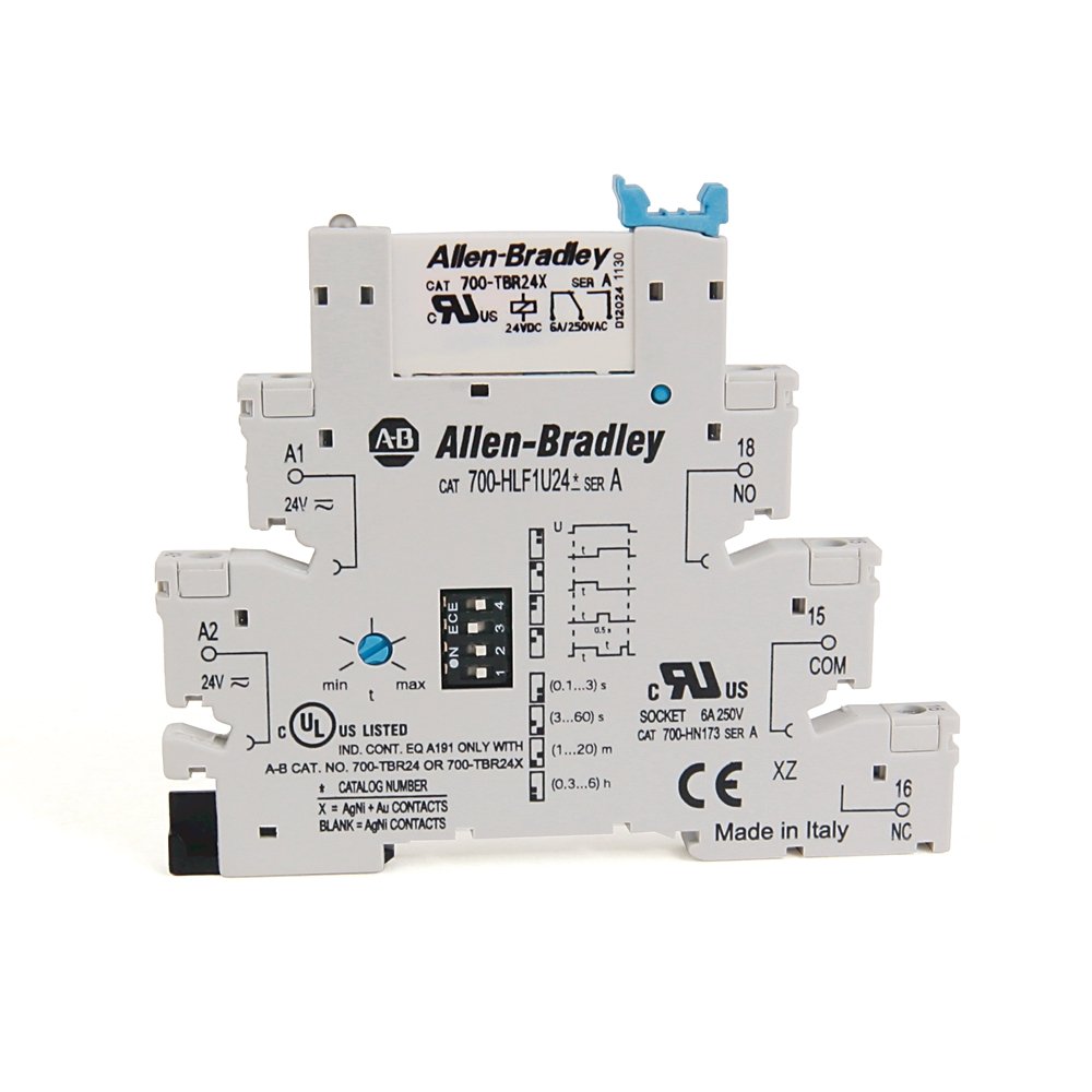 700-HL Electromechanical Timing Relay Output, SPDT (1 C/O), w/ Screw Terminals, 24V AC/DC, Touch Safe Terminal Construction, Pkg. Qty. of 10